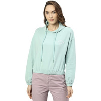 Hubberholme Women's Winter Wear Cotton Blend Hooded Sweatshirt Pullover Hoodie (Sage Green)