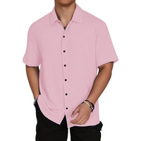 I Enterprise Casual Shirt For Men|| Regular Fit Shirt For Men|| Men Stylish Shirt || Men Solid Shirt With Spread Collar & Half Sleeve Pink Size_M