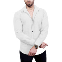 I Enterprise Men's Regular Fit Solid Soft Touch Cotton Casual Shirt Design With Spread Collar & Full Sleeve White Shirt_Size X-Large