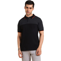 Dennis Lingo Men's Slim Fit Black Colorblocked Polo T-Shirt