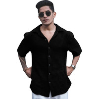 I Enterprise Men's & Boy's Shirts  Stylish Formal, Casual Fabric, Slim Fit & Regular Fit || Trendy Colors & Designs (Dm7_Sr160-L) Black