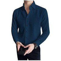I Enterprise Casual Shirt For Men|| Regular Fit Shirt For Men|| Men Stylish Shirt || Men Solid Shirt With Spread Collar & Long Sleeve Blue Size_L