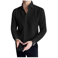 I Enterprise Casual Shirt For Men|| Regular Fit Shirt For Men|| Men Stylish Shirt || Men Solid Shirt With Spread Collar & Long Sleeve Black Size_Xl.