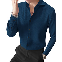 I Enterprise Men's & Boy's Shirts  Stylish Formal, Casual Fabric, Slim Fit & Regular Fit || Trendy Colors & Designs (Dm4_Sr135-L) Blue