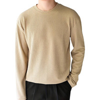 I Enterprise Cotton Blend Regular Fit Round Neck Plain Solid Full Sleeve T-Shirt For Men & Boys Color :- Beige Size :-Xl
