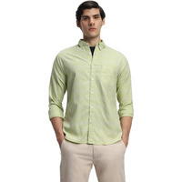 Dennis Lingo Beige Checkered Button Down Collar Casual Shirt (Dlmshw23129_Be_M)