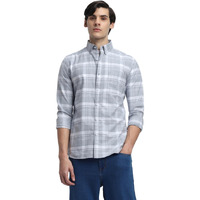 Dennis Lingo Grey Checkered Button Down Collar Casual Shirt (Dlmshs23521_Gr_Xl)