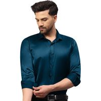Indoprimo Men's Premium Solid Satin Casual Party Shirt Full Sleeve
