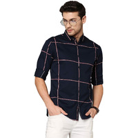 Dennis Lingo Men's Slim Fit Shirt (C753_Navy_Xxl Blue