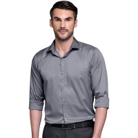 Indoprimo Men's Classic Fit Casual Solid Satin Shirt For Men Full Sleeve - Satya (In, Alpha, S, Dark Grey)