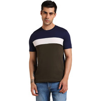 Dennis Lingo Men's Slim Fit Solid Navy Blue Round Neck T-Shirt