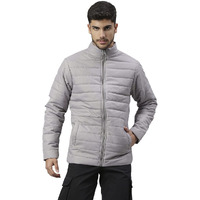 Dennis Lingo Mens Solid Long-Sleeve Regular Fit Puffer Jacket - Waterproof, Lightweight, Casual Winterwear For Men (Grey) (Large)