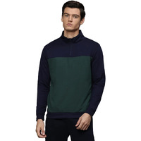 Dennis Lingo Men's Poly Cotton Sweatshirt - High Neck, Regular Fit, Full Sleeves, Casual Winter Wear For Men (Petrol Green, Small)