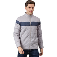 Dennis Lingo Mens Panelled Long-Sleeve Regular Fit Puffer Jacket - Waterproof, Lightweight, Casual Winterwear For Men (Grey) (Large)