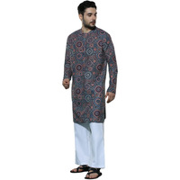 Dhruvi Trendz Men's Kurta -Pajama Set | Designer Printed Cotton Kurta For Wedding, Festival, Party |Traditional Indian Attire | Embroidery Sequin Kurtas For Men | Elegant Groomsmen Wardrobe Essential