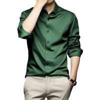 Indoprimo Men's Stylish Solid Satin Casual Shirt For Men Full Sleeve (In, Alpha, S, Regular, Green)