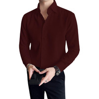 Dhruvi Trendz Mens Polly Cotton Men's Casual Shirt Regular Fit Casual (Dt-Ms-6137_Maroon_2Xl)