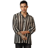 Dhruvi Trendz Men's Crochet Stripe Regular Fit Shirt (Dt-Ms-6162_Black Xl)