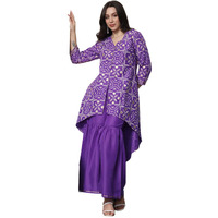 Ishin Geometric Printed V-Neck A-Line Kurta With Sharara