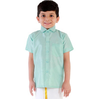 Jbn Creation Boy's Solid Regular Fit Dress Shirt (Jbnbsh004Aq_28_Aqua