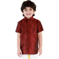 Jbn Creation Boy's Solid Regular Fit Dress Shirt (Jbnbsh004Wn_36_Wine