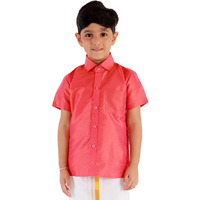 Jbn Creation Boy's Solid Regular Fit Dress Shirt (Jbnbsh004Rd_22_Red