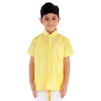 Jbn Creation Boy's Solid Regular Fit Dress Shirt (Jbnbsh004Yw_34_Yellow