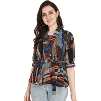Dhruvi Trendz Women's Rayon Casual Regular Top (Dt-W1366) Multi L