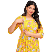 Jikonet Stylish Women's Maternity Breastfeeding Kurti With Zippers Pocket, Comfortable Maternity Wear, (Yellow, X-Small)