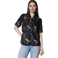 Dhruvi Trendz Women Rayon Tops For Women Regular Fit Western (Dt-W1664_Black_L)