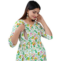 Jikonet Rayon Anarkali Feeding Kurtis For Women (Pregnant Women Dress) (X-Large, Green Neon) - 323