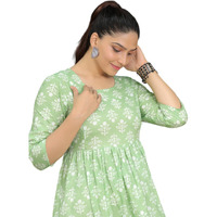 Jikonet Women's Maternity Kurti Breastfeeding A-Line Kurti (Xx-Large, Green)