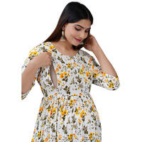 Jikonet Rayon Anarkali Feeding Kurtis For Women (Pregnant Women Dress) (Xxx-Large, Yellow) - 321