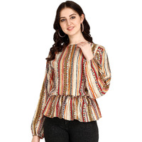 Dhruvi Trendz Women Printed Casual Top, Regular Wear, Office Wear For Girls (Dt-W1347-Xs), Beige