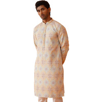 Jompers Grey Embroidered Staight Kurtas For Men (Grey, L)