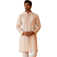 Jompers Beige Sequins & Embroidered Kurta Pyjama Set For Men (Beige, M)