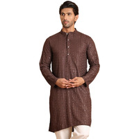 Jompers Coffee Embroidered Straight Kurta Only For Men (Coffee, Xxl)