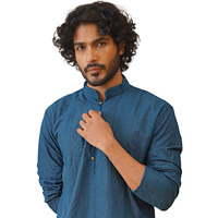 Jompers Men's Teal Embroidered Cotton Kurtas (Teal, Xxl)