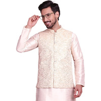 Jompers Men's Woven Design Waistcoat (Cream, Xxl)