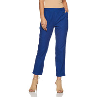 Digital Shopee Women Casual Formal Western Stylish Rayon Trouser Regular Fit Plain Pants Lowers Bottom Wear Office Wear | Ds-Pants-Wearethnic-Blu-Xl