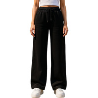 Juneberry 100% Pure Cotton Regular Fit Black Mid Rise Trousers For Women & Girls (Vdjwbw0300008_L)