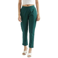 Digital Shopee Cotton Flex Ankle Length Trouser Pants For Women | Green | 3Xl