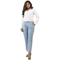 Digital Shopee Women Casual Formal Western Stylish Rayon Trouser Regular Fit Plain Pants Lowers Bottom Wear Office Wear | Ds-Pants-Wearethnic-Skyblue-5Xl