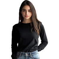 Juneberry Pure Cotton Round Neck Regular Fit Core Fashion Solid Full Sleeve T-Shirt For Women & Girls (Jb_Fs_Reg_Blk_Xxl)
