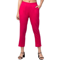 Digital Shopee Cotton Flex Ankle Length Trouser Pants For Women (Pink_S)