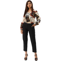 Digital Shopee Women Cotton Wear Casual Regular Fit Elastic Waist Double Side Pocket Trouser Black