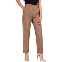 Digital Shopee Women Casual Formal Western Stylish Rayon Trouser Regular Fit Plain Pants Lowers Bottom Wear Office Wear | Ds-Pants-Wearethnic-Brown-Xl