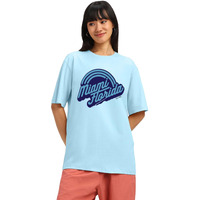 Juneberry 100% Pure Cotton Oversized Baggy Fit Round Neck T-Shirt For Women & Girls (Sizes: S To 2Xl) (Os_Jb_Miamflrida15_Dc_S)