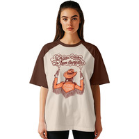 Juneberry 100% Pure Cotton Oversized Baggy Fit Round Neck T-Shirt For Women & Girls (Sizes: S To 2Xl) (Os_Jb_Dydtlcg03_Brn_Sw_Xl)