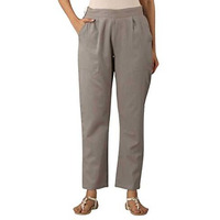 Digital Shopee Regular Fit Women 's Pure Cotton Trousers Pants For Everyday Use, College Wear, Office, Casual Wear, Grey, Xl